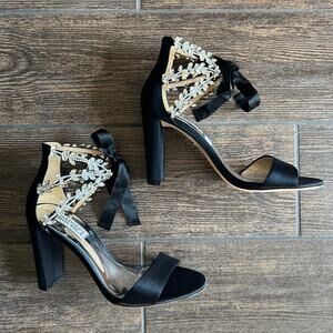 Badgley Mischka Everafter Embellished Black Block Heel 7